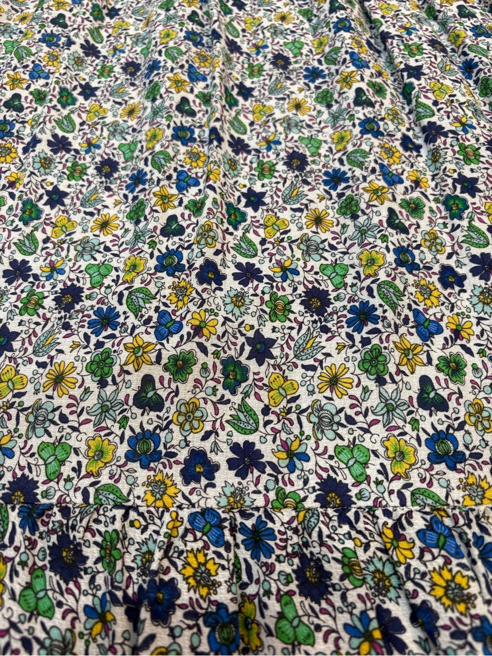 Ava Christine Maxi Skirt Med Blue Purple Green Floral Smocked Viscose size M - Picture 2 of 5
